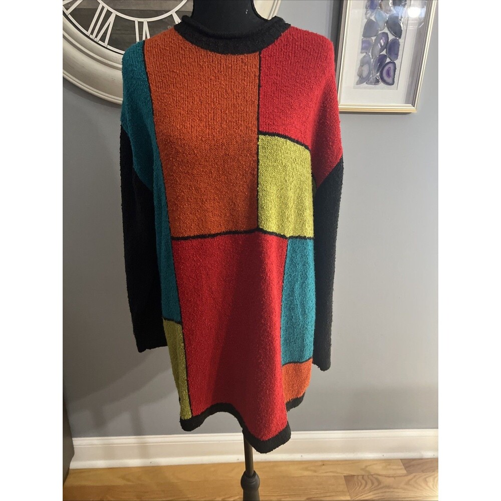 Designer Originals Studio Large Sweater Color Block Vintage 1990's